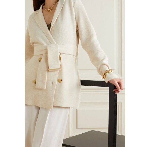 RARE! NWT VINCE Wool Cashmere Belted Sweater Coat Ivory Size XS or S